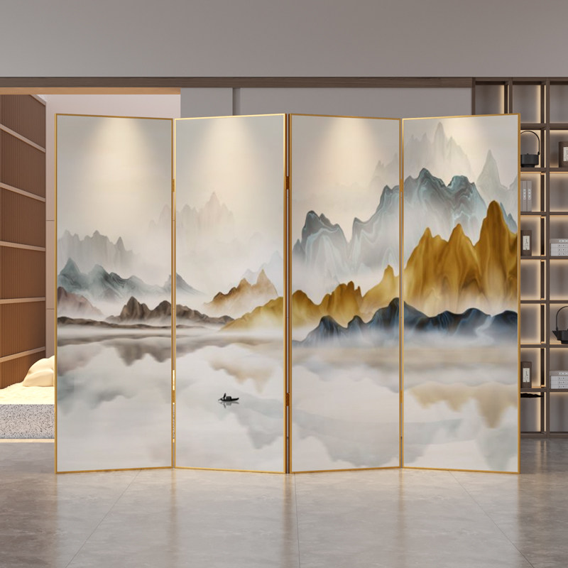 Modern minimalist light and luxurious metal screen partition living room background shielded aluminium alloy hotel office folding decorations