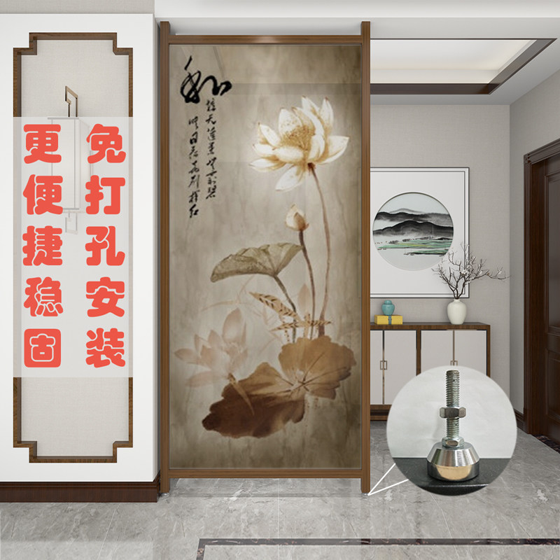 New Chinese-style screen partition Living room Xuanguan Entrance Sheltering Brief bedroom Tea Room leaning against wall Decorative Solid Wood Base Screen