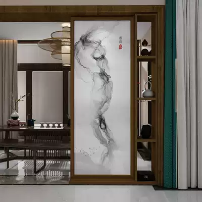 New Chinese solid wood screen partition wall living room entrance entrance household modern simple bedroom block hollow seat screen