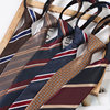 Retro Brown Lazy Striped Zipper Tie for Men, Knot-Free Pre-Tied Tie, Preppy Style Shirt Accessory, Women's Burgundy Tie
