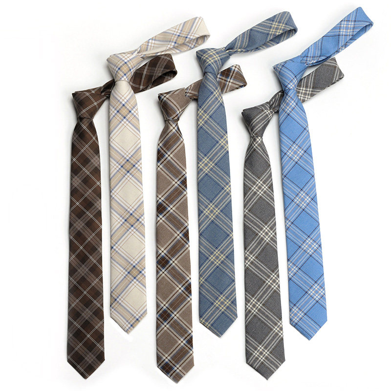 Japanese style DK tie for men, JK uniform, plaid shirt, school uniform decoration for female students, preppy style, Korean retro hand-typed