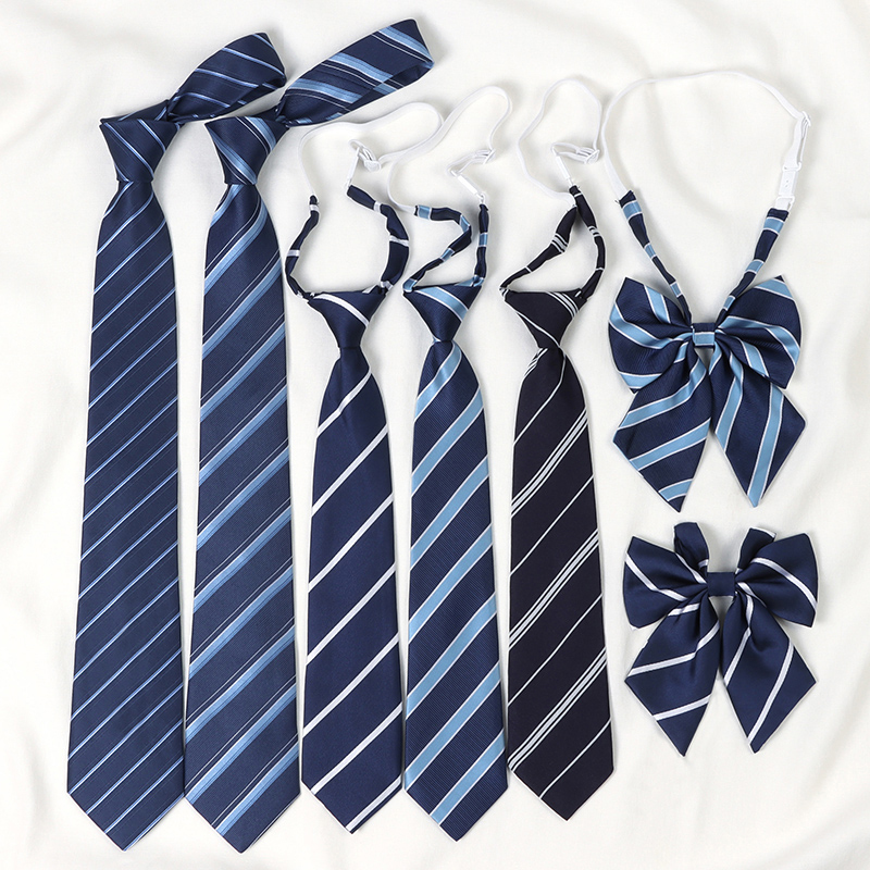Blue Tie, College Style, Jk Lazy Style, No Need to Tie, Shirt Accessory, Japanese Striped Academic Uniform, Bow Tie for Women, Hand-Tied for Men, Dk