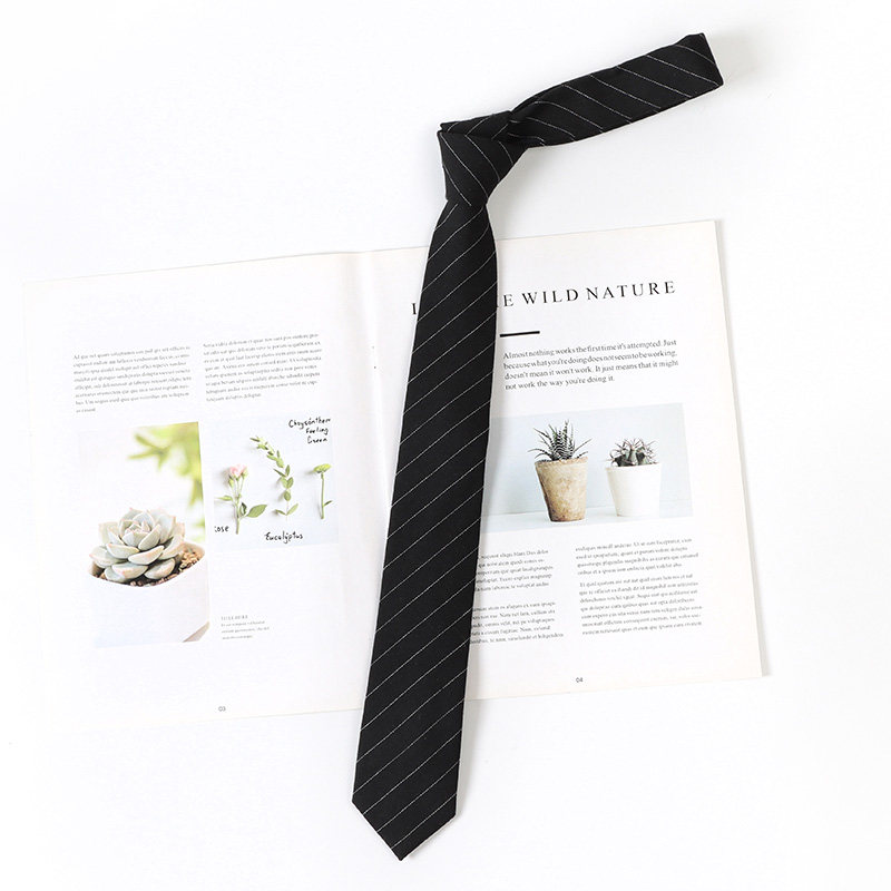 Gray Striped Japanese-Style Academy-Style Hand-Tied Tie for Women, Uniform Shirt, Black Striped Accessories, Student Tie for Men