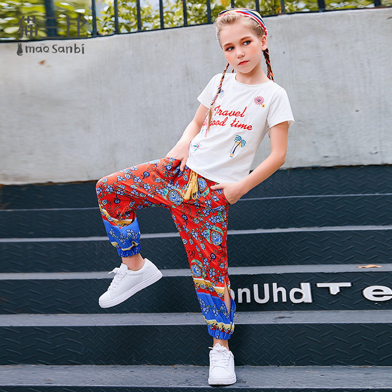Cat Three Better Children's Clothing 2022 New Girl Summer Coloring Lantern Pants in Big Boy Fashion Fashion Fashion