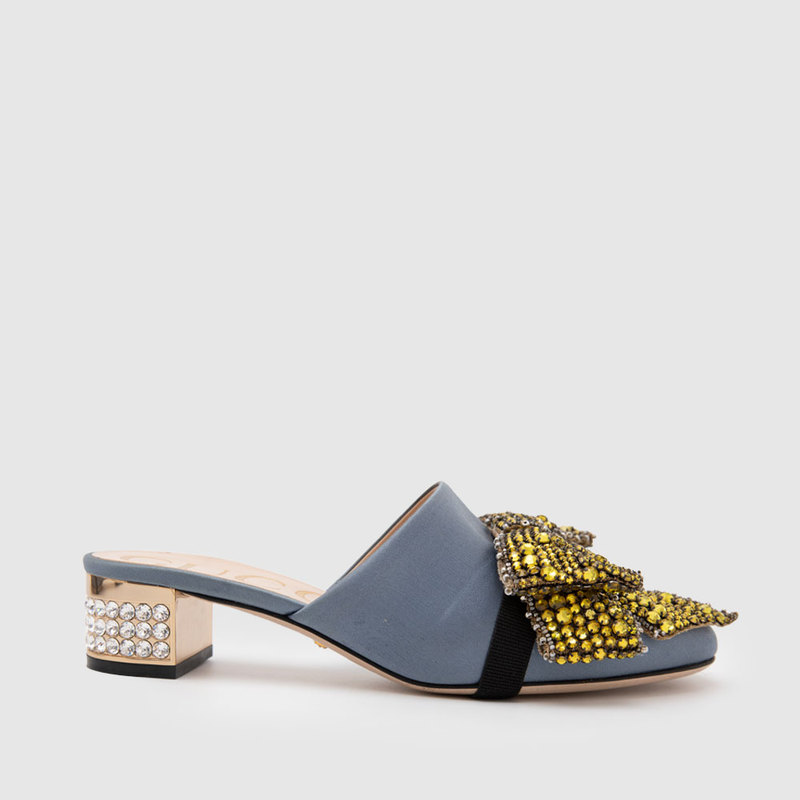 In-Stock Gucci New Spring/Summer Bowknot Rhinestone Embellished Slip-On Women's Chunky High-Heeled Sandals In-Stock Gucci New Spring/Summer Bowknot Rhinestone Embellished Slip-On Women's Chunky High-Heeled Sandals