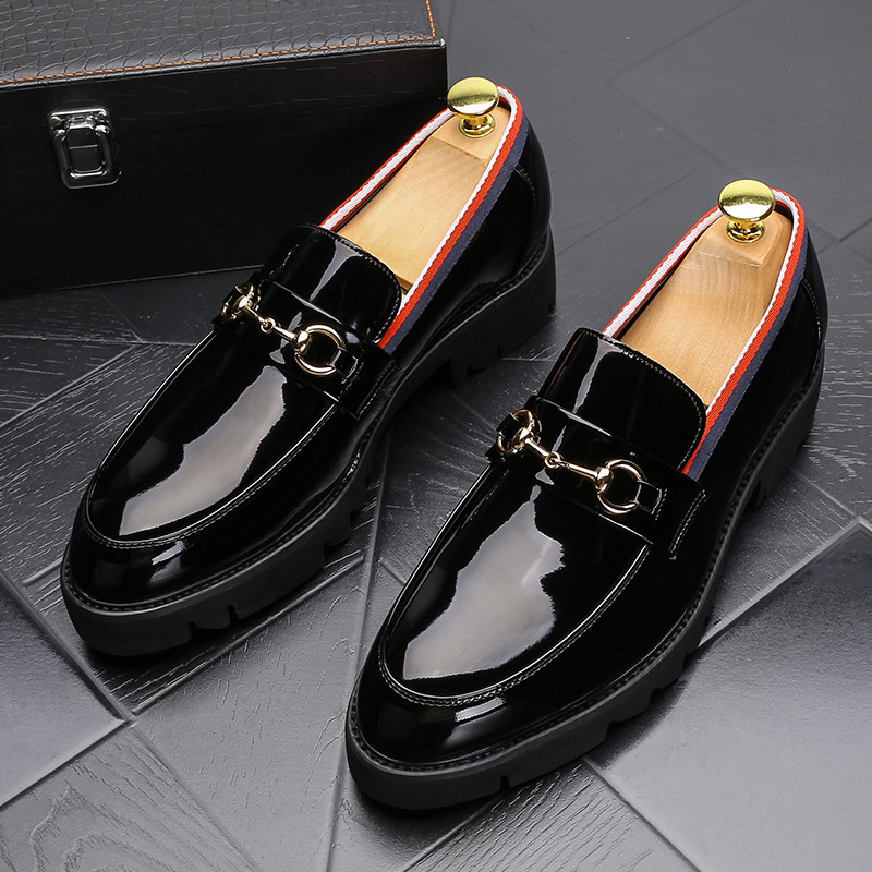 2020 new fashion paint leather shoes men and Korean edition of English Lefort shoes with a lazy leisure bean shoes