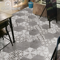 Hexagon ceramic tile industrial wind cement gray brick hexagonal brick bar restaurant kitchen toilet non-slip floor tiles
