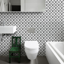 Black and white antique small flower brick 200 Balcony Floor Brick Nordic Restaurant Bar Background Wall Kitchen Toilet Tile