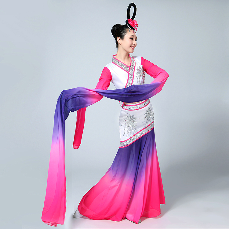 Màn trình diễn tay áo mới của Cai Wei Dance 月 月 Vũ điệu cổ điển Gradient Hanfu Dunhuang Feiti Children trang phục biểu diễn zumba