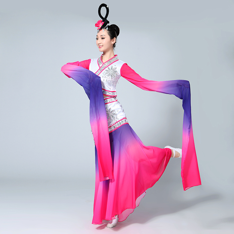 Màn trình diễn tay áo mới của Cai Wei Dance 月 月 Vũ điệu cổ điển Gradient Hanfu Dunhuang Feiti Children trang phục biểu diễn zumba