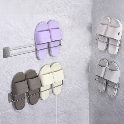 浴室拖鞋架墙壁挂式免打孔家用厕所卫生间鞋架