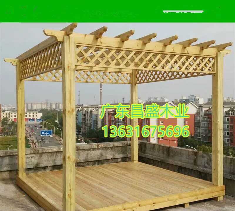 Embalming wood grape stand floor balcony grid fence flower case protection wall panel fence pavilion terrace stairs wooden door