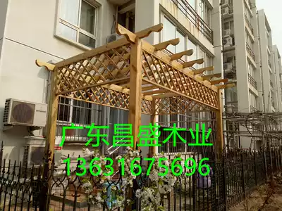 Anticorrosive wood grape rack Outdoor flower rack anticorrosive wood courtyard balcony floor grid climbing pergola outdoor hoard baffle