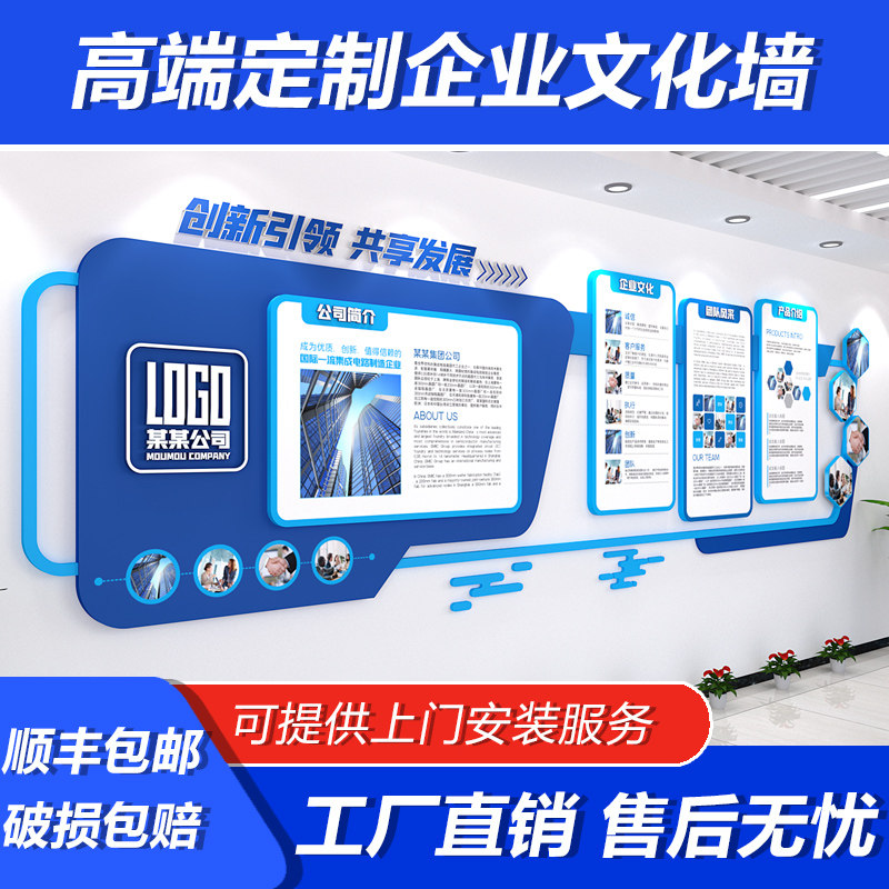 Company Cultural Wall Customized Design Team Employee Style Cultural Background Wall Making Image Wall Decoration