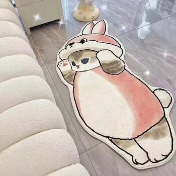 Cartoon cat carpet imitation cashmere cat feeling bedside blanket girly heart cute bedroom children's room bedside living blanket