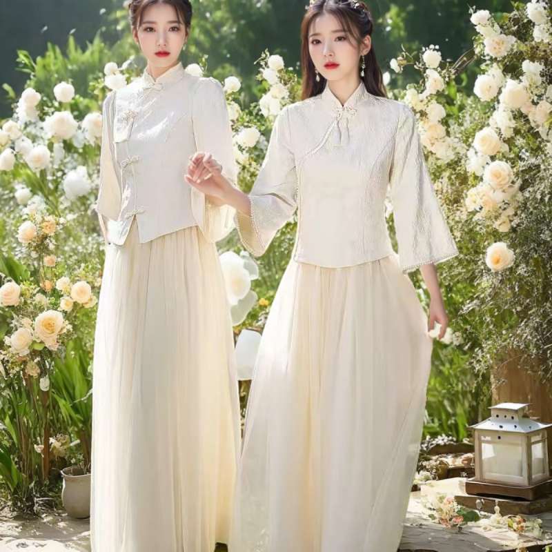New Chinese-Style Bridesmaid Dresses 2025 New Niche Sister Group High-End Dresses Petite Champagne Color Spring and Summer Everyday Wear New Chinese-Style Bridesmaid Dresses 2025 New Niche Sister Group High-End Dresses Petite Champagne Color Spring and Summer Everyday Wear