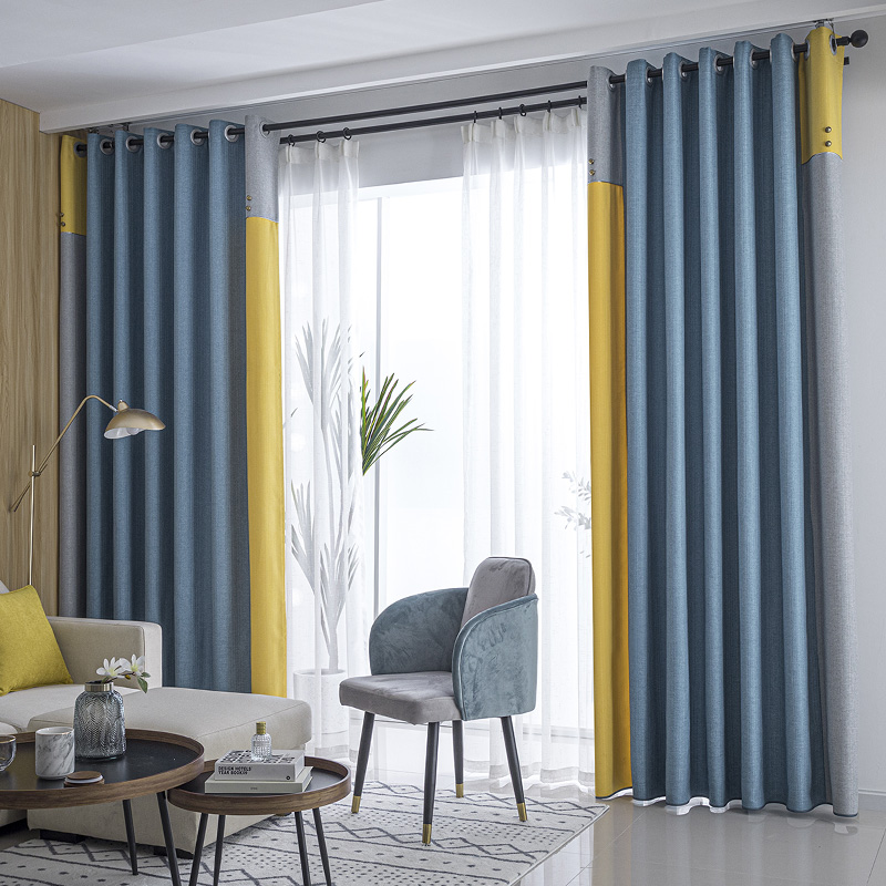 2020 new curtains light and luxurious Nordic minimalist modern living room floor window bedroom floating window high shading cloth