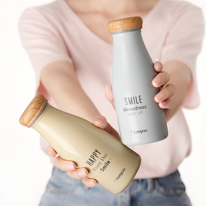 Liyang milk bottle cute schoolgirl masculinity portable double stainless steel creative literature and art insulation cup Water cup