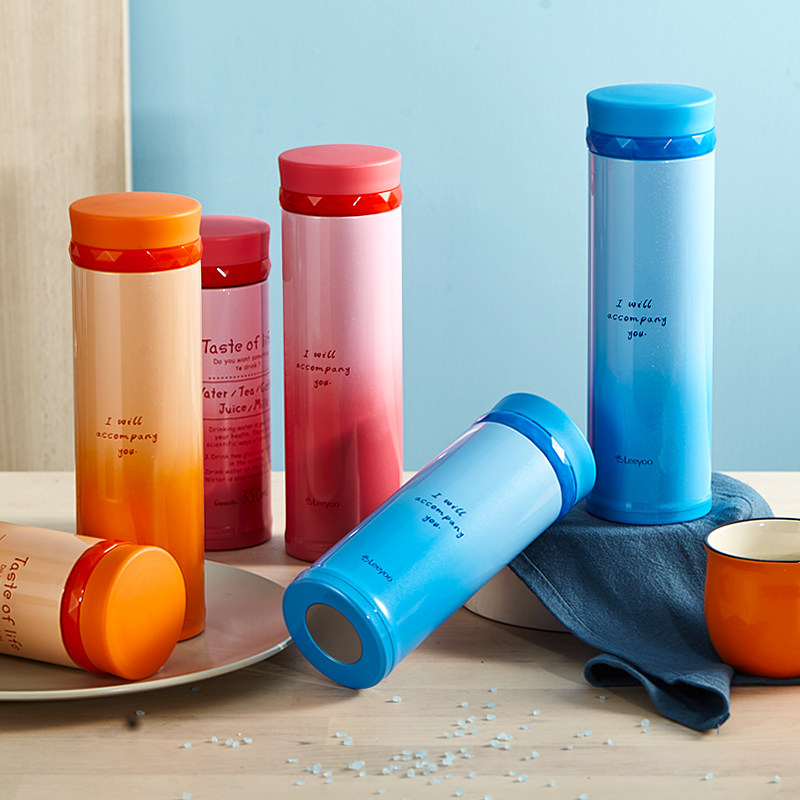 Liyang insulation cup letter gradient cute female student male portable double-layer stainless steel straight diamond insulation cup