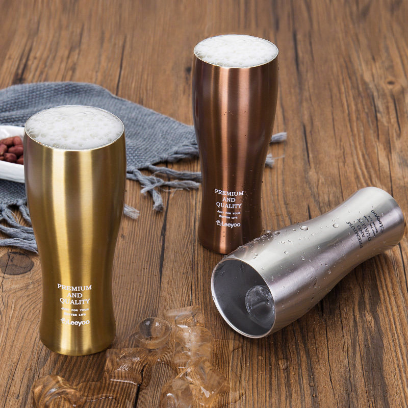 Liyang Japanese teacup double-layer stainless steel insulation anti-fall and wind open cup insulation cold waist beer water cup