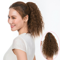 Wig ponytail lifelike corn beard fluffy ponytail wig female corn silk strap ion hot ponytail