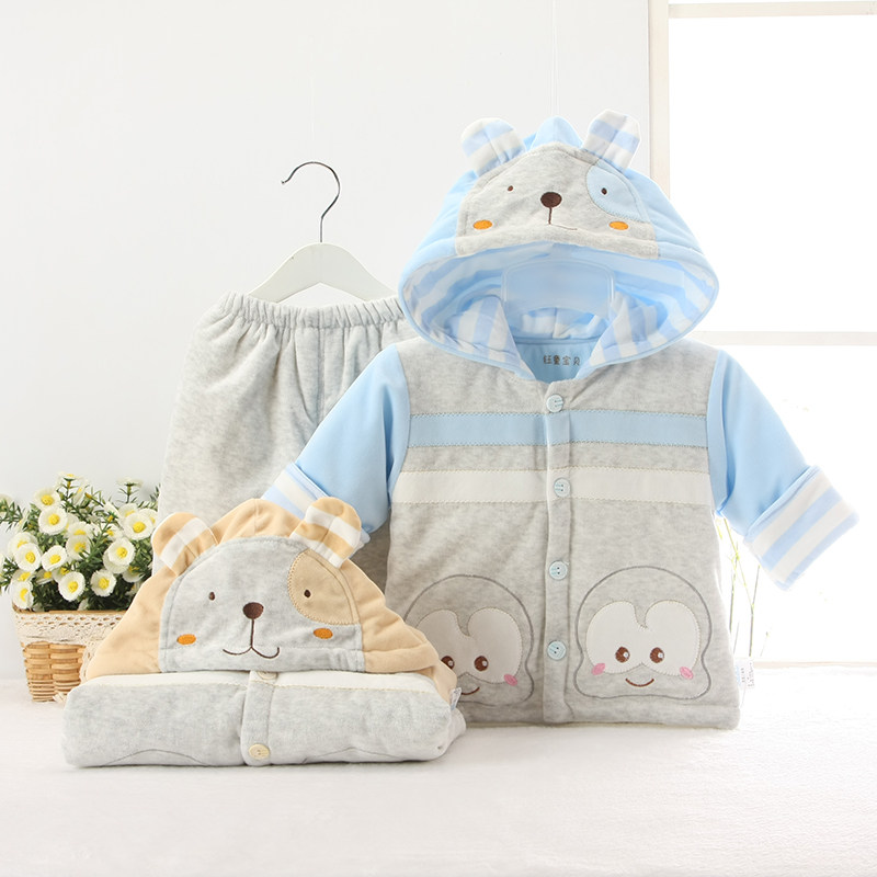 Baby heating clothes pure cotton padded 0-1-2 years old baby thin cotton clothes cotton pants Men's and women's children's warm clothes go out