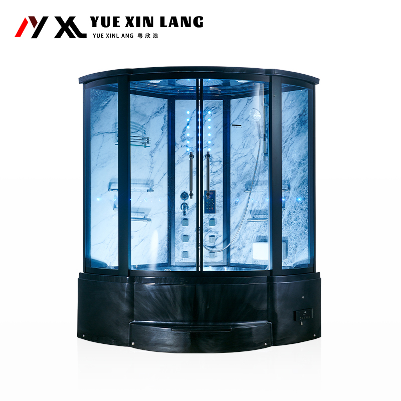1.5m Luxury Fan-Shaped Integrated Bathroom Enclosed Shower Room with Bathtub, Jet Massage, and Steam Room