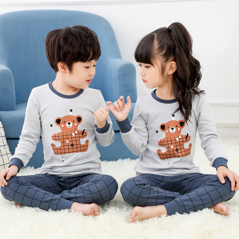 Children's autumn clothes and trousers boys cotton sweater girls thermal underwear set little boys thread clothes