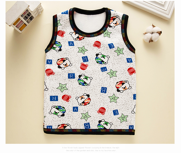 Trẻ em cộng với vest nhung bé trai dày cotton nhiệt đồ lót bé gái vest mùa thu và mùa đông bé chạm đáy ao quan tre em