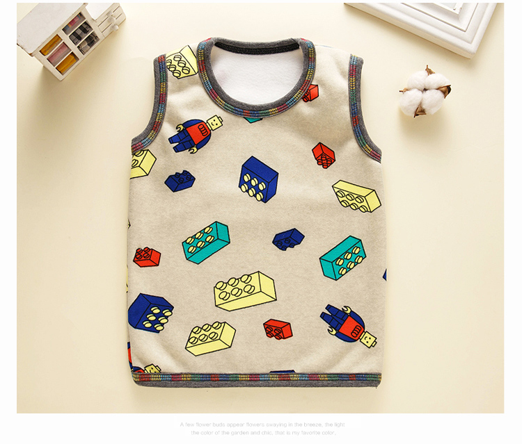 Trẻ em cộng với vest nhung bé trai dày cotton nhiệt đồ lót bé gái vest mùa thu và mùa đông bé chạm đáy ao quan tre em