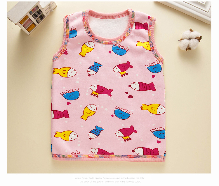 Trẻ em cộng với vest nhung bé trai dày cotton nhiệt đồ lót bé gái vest mùa thu và mùa đông bé chạm đáy ao quan tre em