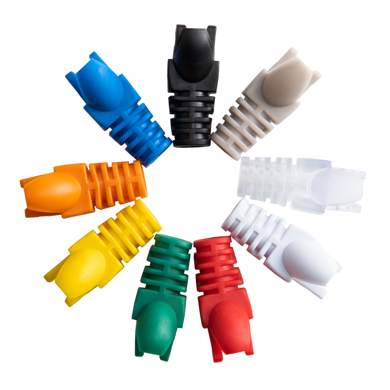 Internet crystal head jacket Internet line crystal head claw sleeve RJ45 ultra five types six types of profiled claw color protective sleeves