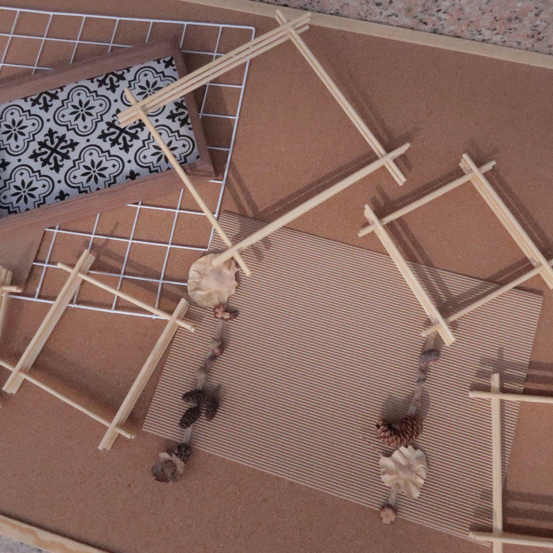 Homemade Mori kindergarten environment placement wall decoration material small wooden stick square wall decoration hanging decoration corridor hanging decoration