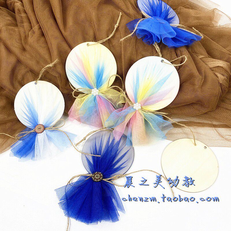 Kindergarten ring creative layout material fairy's mesh wooden sign hanging area corner writing small sign wall hanging