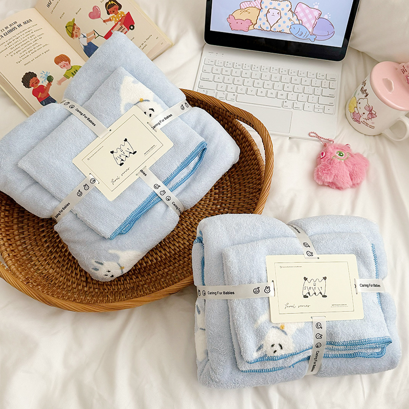 Parent-Child Style! Soft and Cute West Highland White Terrier Coral Fleece Children's Towel and Bath Towel Set, Adult Oversized Quick-Drying Set Parent-Child Style! Soft and Cute West Highland White Terrier Coral Fleece Children's Towel and Bath Towel Set, Adult Oversized Quick-Drying Set
