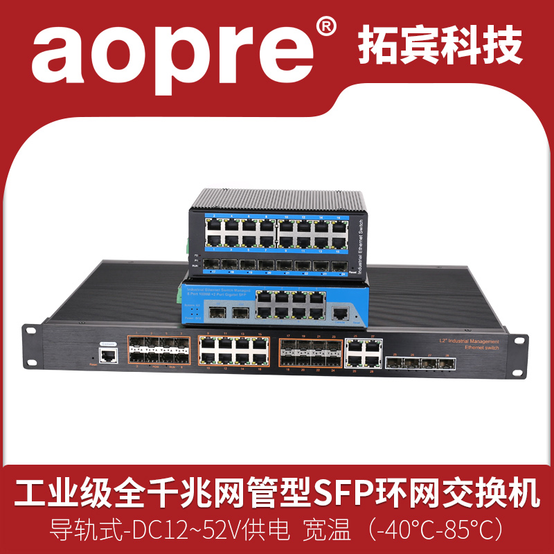 aopre aubergine industrial-grade network management type switch all one thousand trillion 2 light 8 electric 4 electric 4 light 16 electric 8 24 16 electric 16 light 8 SDI-type ring network switch optical fiber convergence type switch