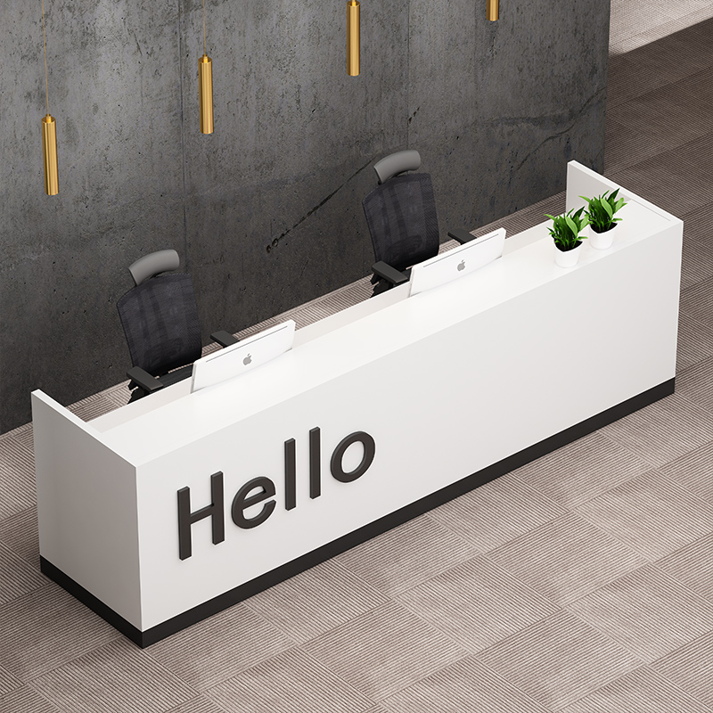 Sample House Display Center Company Front Desk Imitation Marble Consultation Platform Welcome Fashion White Cash Register Cabinet Cabinet Counter Counter