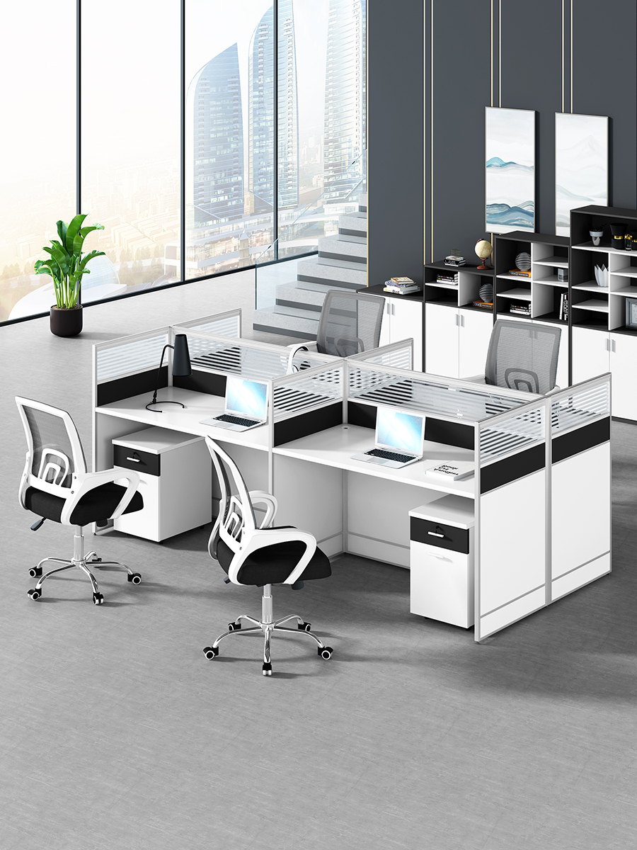 Staff desk and chair combination of simple screen staff desk 4 6 person office furniture station card seat