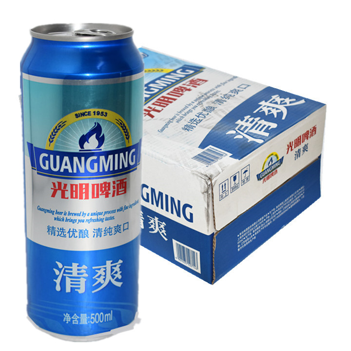 Bright Beer Refreshing 500ml * 24 cans La canned yellow Beer Gathering High Tjar River Zhejiang Shanghai Winner Box