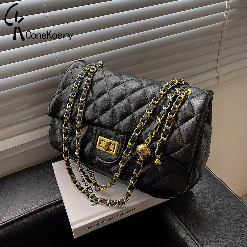 Cone Koery Genuine Leather Chain 2022 New Women's Bag Winter 100 Hitch Satchel Superior Fashion Single Shoulder Small Square Bag