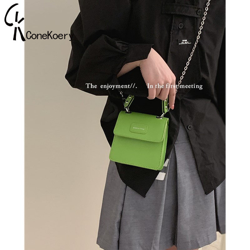 France Cone Koery Leather Bag Woman 2023 new tide red hand tape sling slug bag