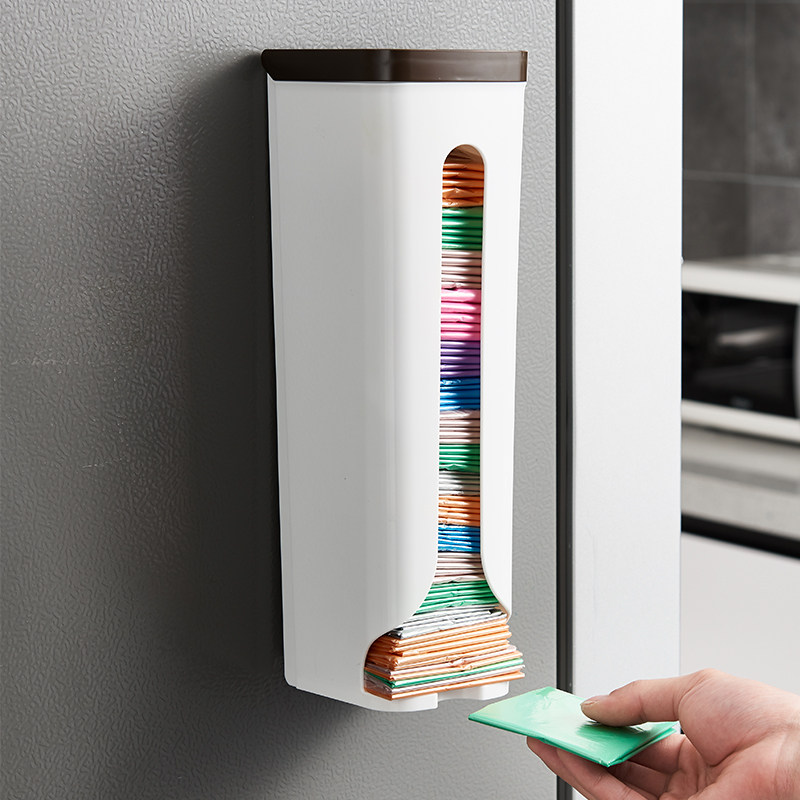 Japan imported wall-mounted garbage bag storage box household plastic bag kitchen storage artifact shopping bag organizer box - Taobao