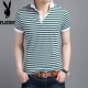 Playboy Summer Mới Áo thun nam ngắn tay Hàn Quốc Thanh niên Lapel Stripe Slim Cotton Casual áo thun polo nam