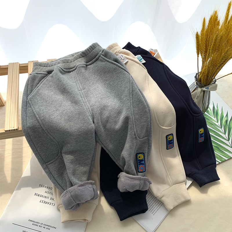 Children's clothing Pants Boy Girl Pure Cotton Thickened Casual Pants Children Autumn Long Pants Autumn Winter New CUHK Tong Suede