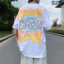 European and American hiphopt shirt men short sleeve Tide brand hip hop letter fat fat big size fat loose round neck summer dress