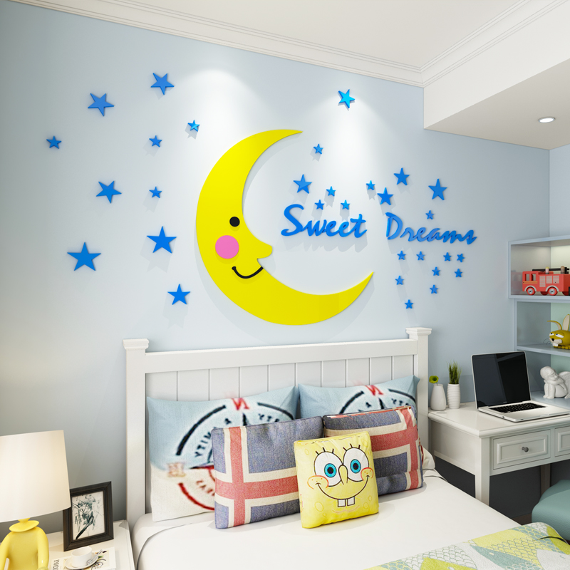 Cartoon 3d Solid Wall Sticker Children's Room Placement Background Wall Decoration Stickers Bedroom Headboard Acrylic Sticker