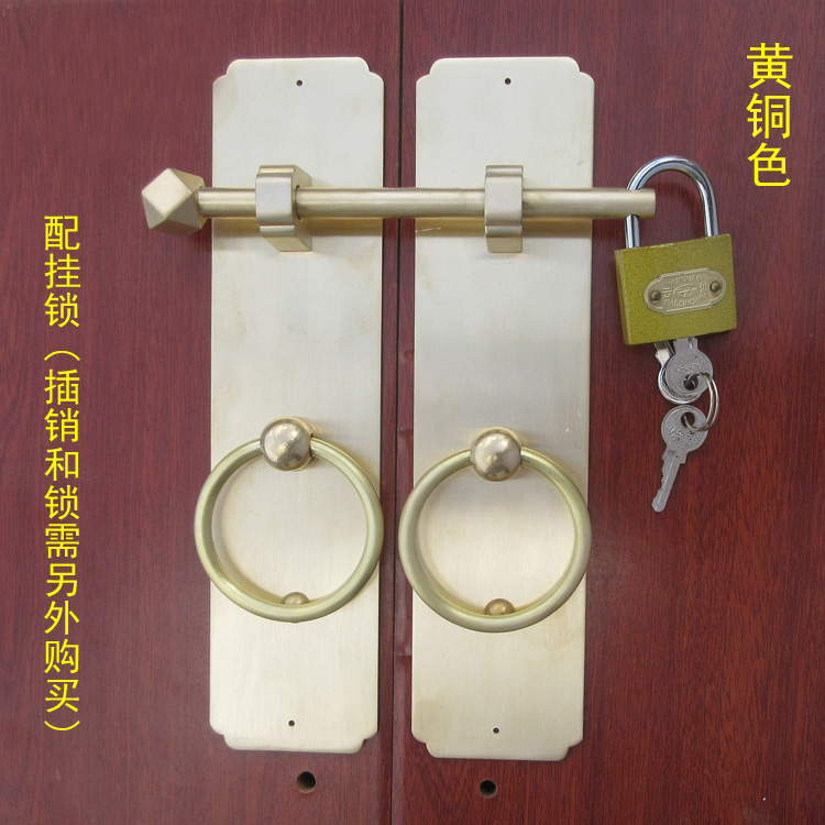 Chinese antique pure copper door handle Door handle double-sided installation retro handle Door handle vintage copper handle