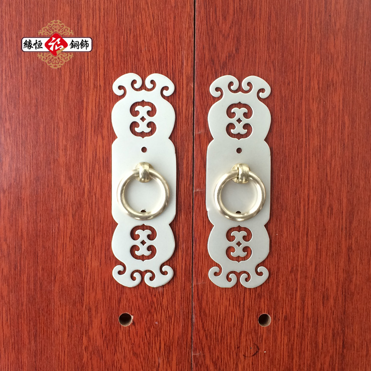 New Chinese mahogany furniture cupronickel single hole strip handle imitation classical solid wood cabinet door all copper accessories pure copper handle