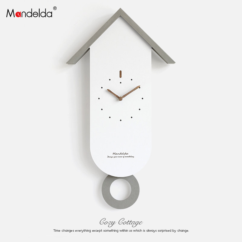 Mandelda Red Wall Clock Living Room Household Fashion Creative Nordic Clock Wall Hanging Light Luxury Decoration Simply