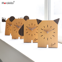  mandelda table clock creative living room desktop Nordic fashion solid wood retro mute modern personality decoration table clock